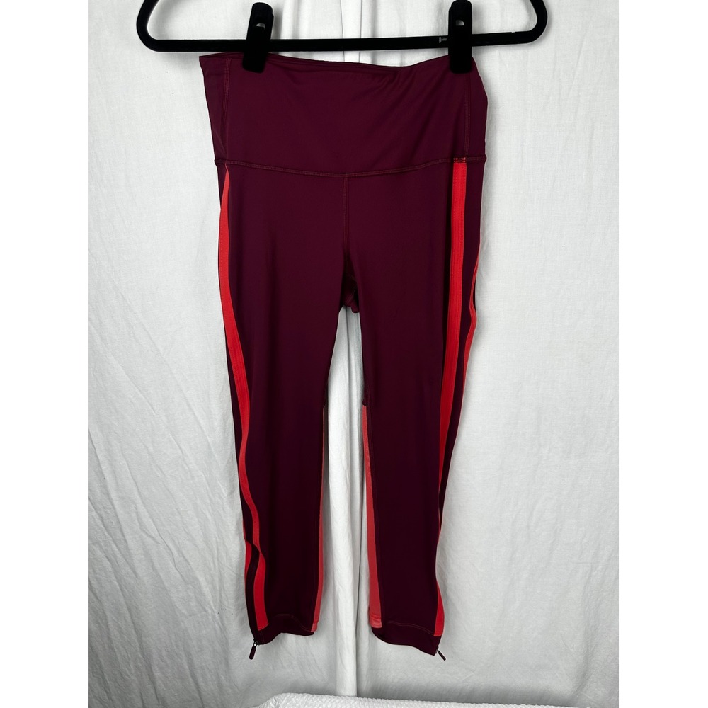 Lululemon Zip‎ The Line Crop Leggings High Rise Reflective Deep Women's Sz 6